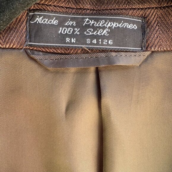 Bert Pulitzer Signature Collection Vintage Mens Brown Pure Silk Blazer Jacket 46 - Picture 6 of 10